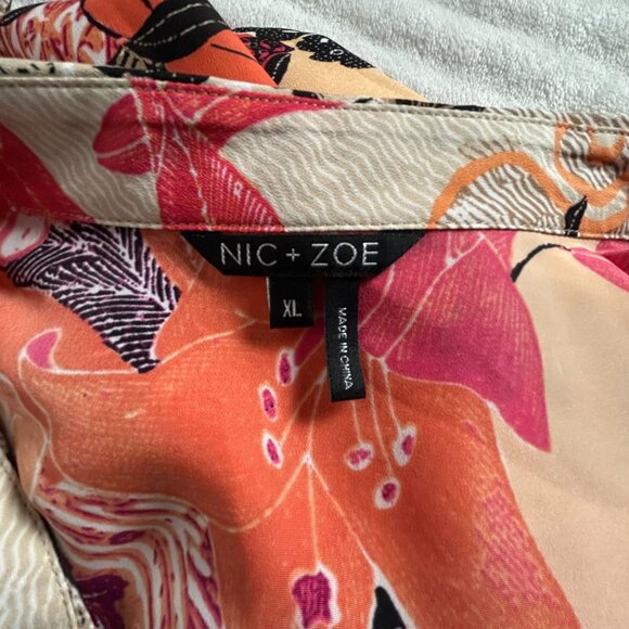 Nic+Zoe Womens Paisley Print Long Sleeve Collared Blouse XL Multicolor Casual - Picture 3 of 7